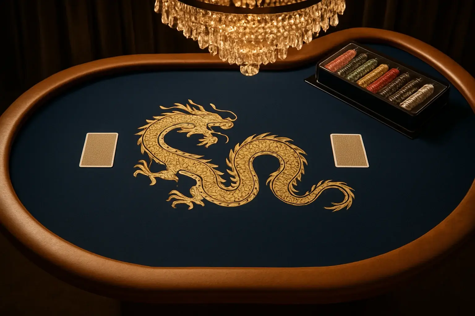 Wide shot of live Dragon Tiger table in Philippine casino studio